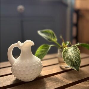 Vintage White Avon Hobnail Glass Pitcher